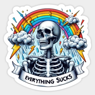 "Everything Sucks" Funny Skeleton Sticker